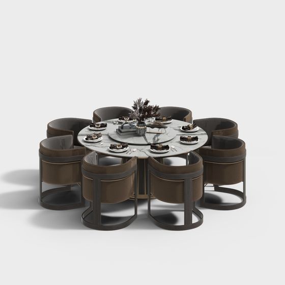 Elegant Round Table and Chair Set 3D model for Modern Spaces