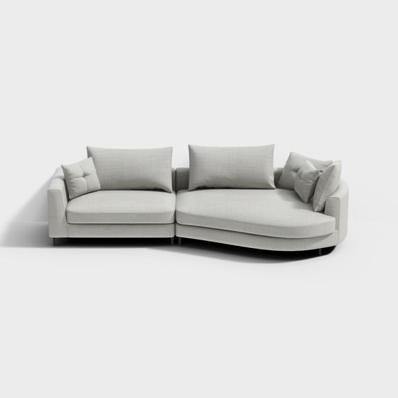 Elegant Curved Sofa 3D model for Contemporary Spaces