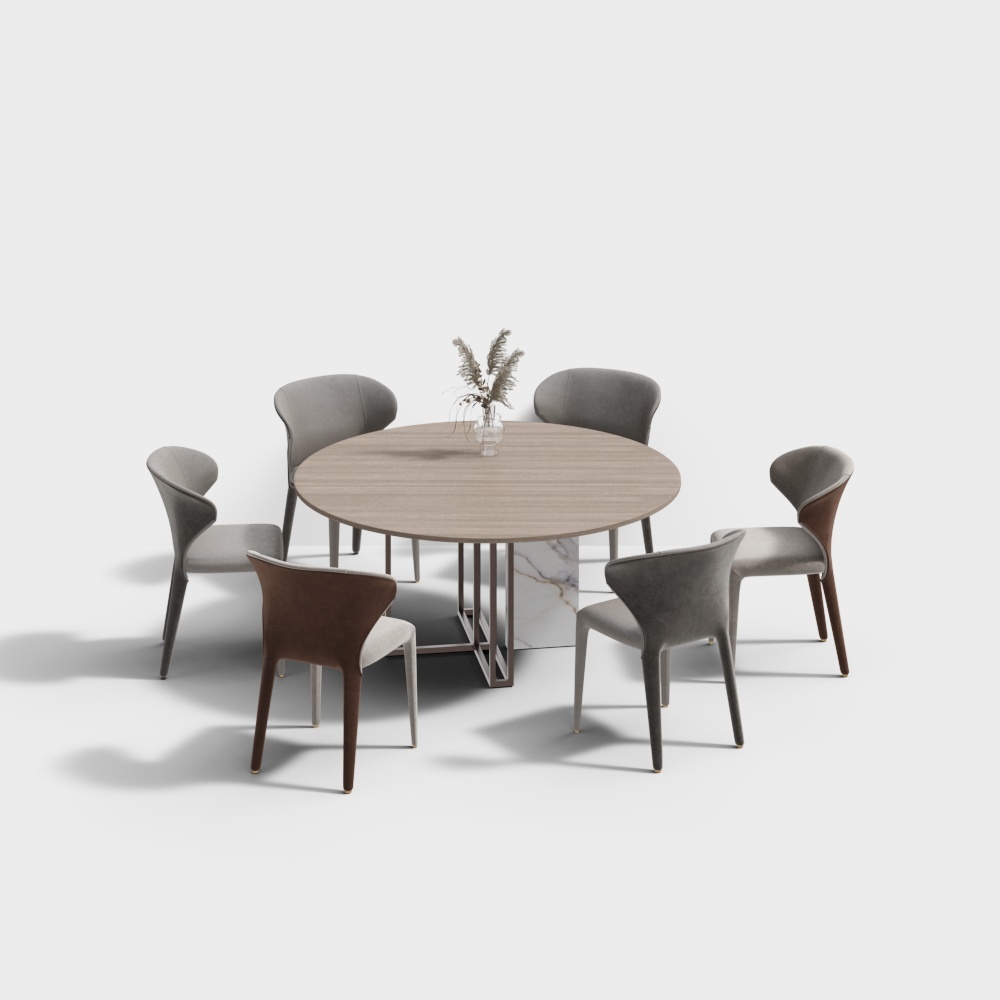 Modern Affordable Luxury Dining Set - Round Dining Table Chair Set