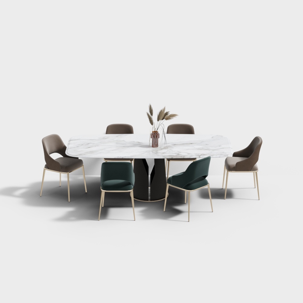 Modern Affordable Luxury Dining Set - Long Dining Table Chair Set