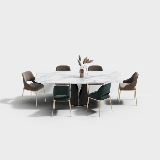 Sleek Modern Dining Table and Chair Set 3D model