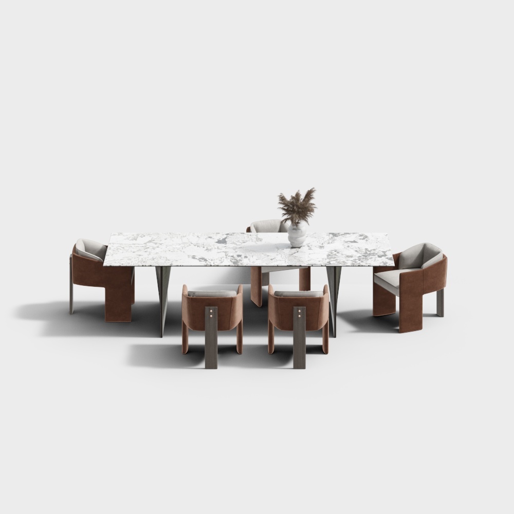 Modern Affordable Luxury Dining Set - Marble Dining Table Chair Set
