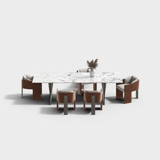 Urban Living Room Dining Table and Chairs Set 3D model