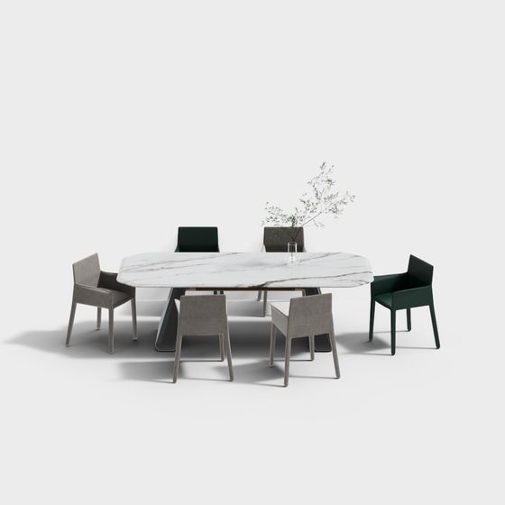 Elegant Marble Dining Table 3D Model