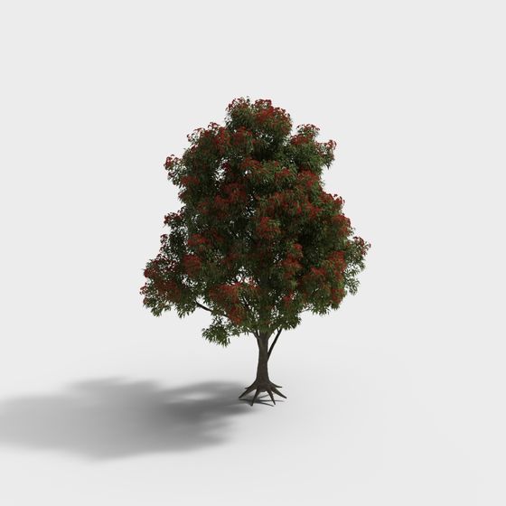 Lifelike Red Leaf Tree 3D Model