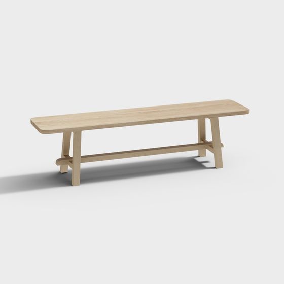 Long Dining Bench 3D Model