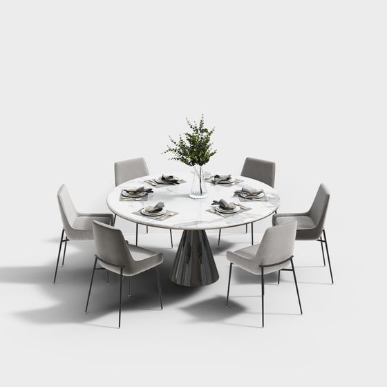 Contemporary 3D Dining Table and Chair Set for Modern Interiors