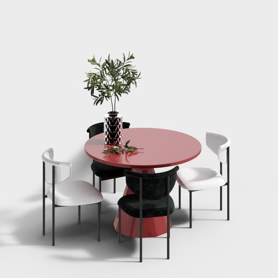 Contemporary Dining Table and Chair Set 3D model