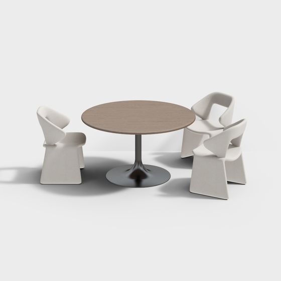 Stylish Round Table and Four Chairs 3D model for Modern Interiors