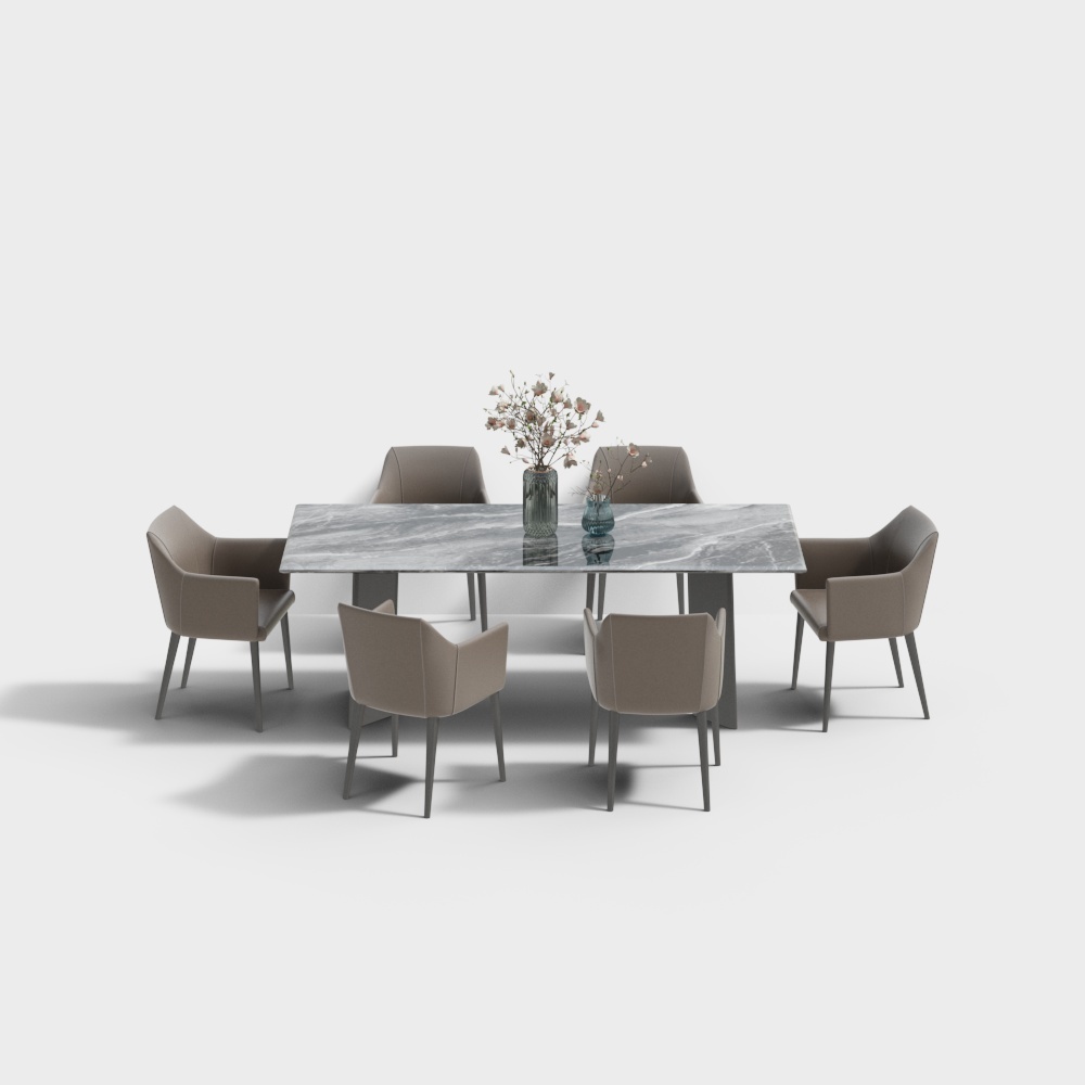 Modern Dining Room - Marble Long Dining Table