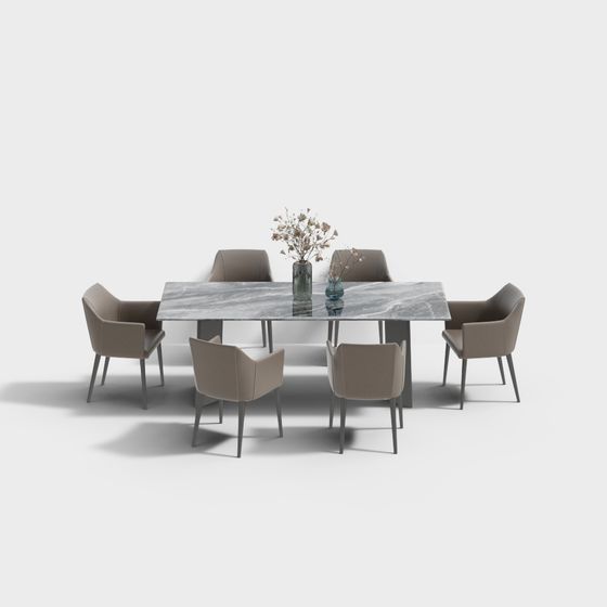 Urban Living Room Dining Table and Chairs Set 3D model