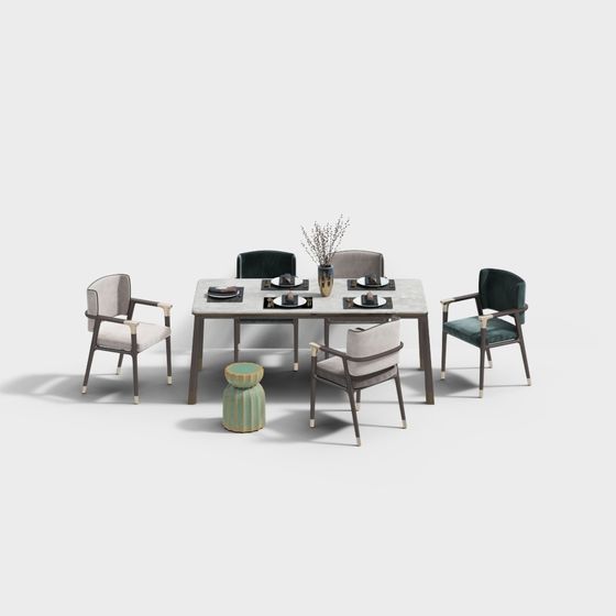 Urban Living Room Dining Table and Chairs 3D model