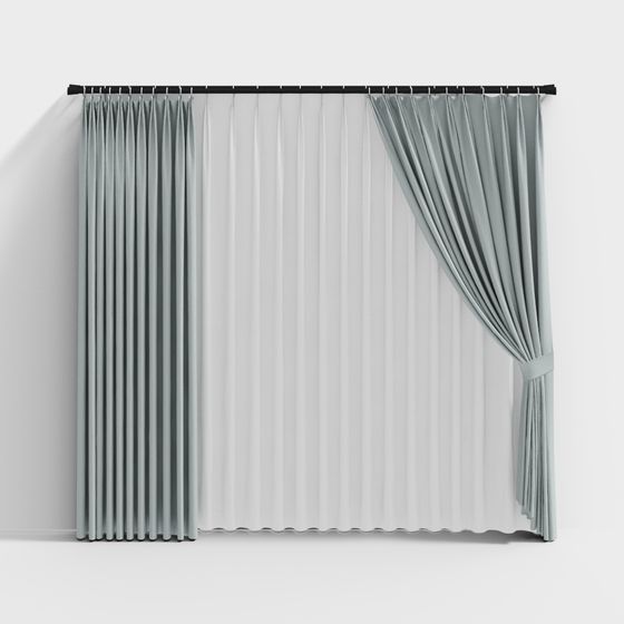 Low Poly 3D Curtain Model for Modern Interiors