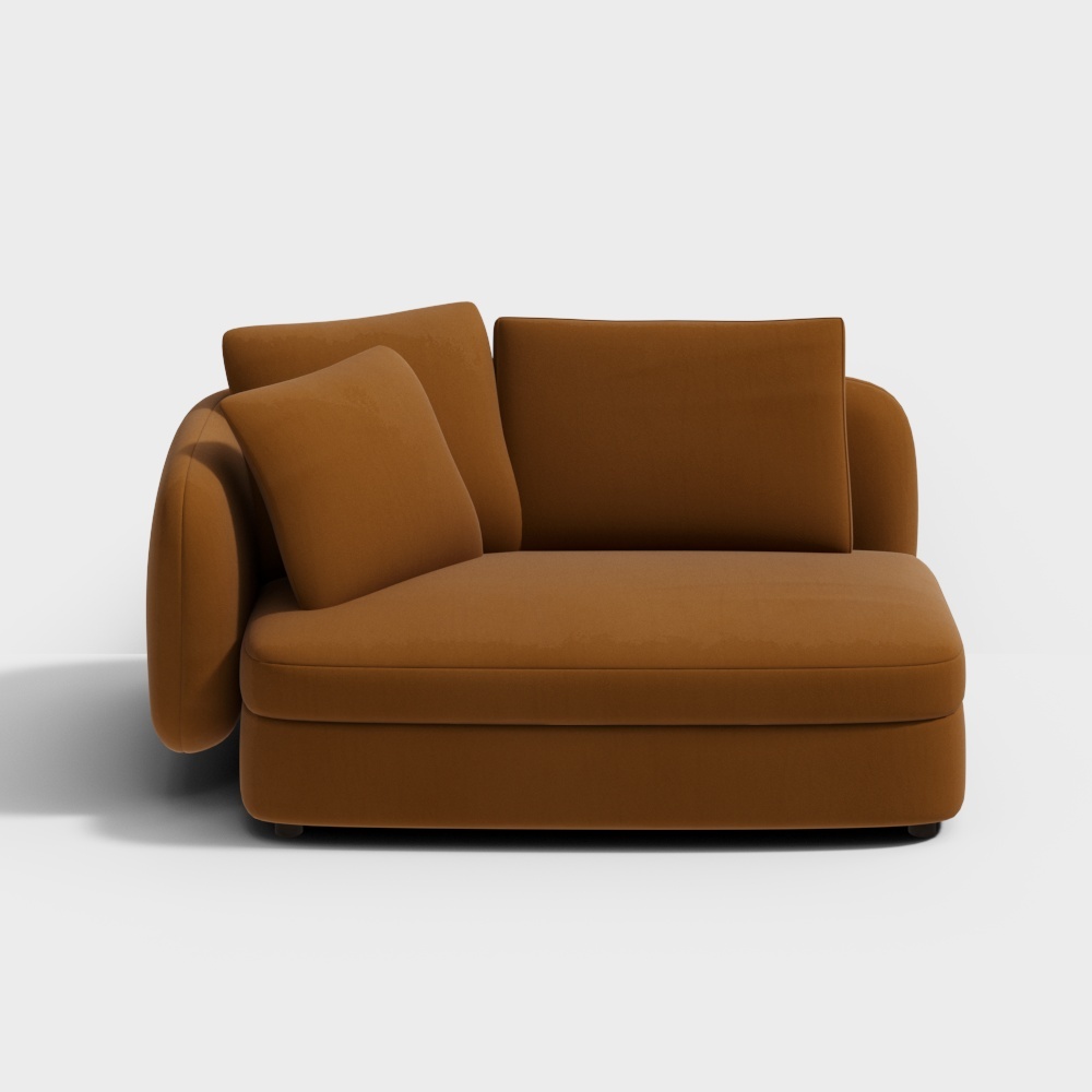 Stylish Low-Polygon Sofa 3D Model – Velvet Upholstery