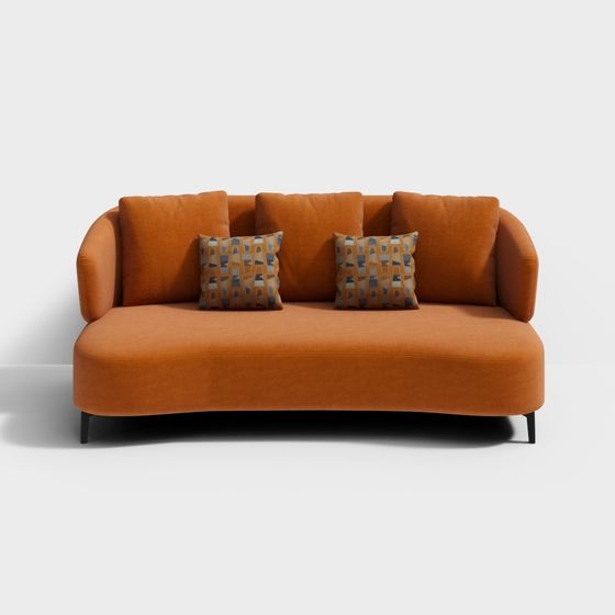 Chic Low-Polygon Sofa 3D Model for Modern Interiors