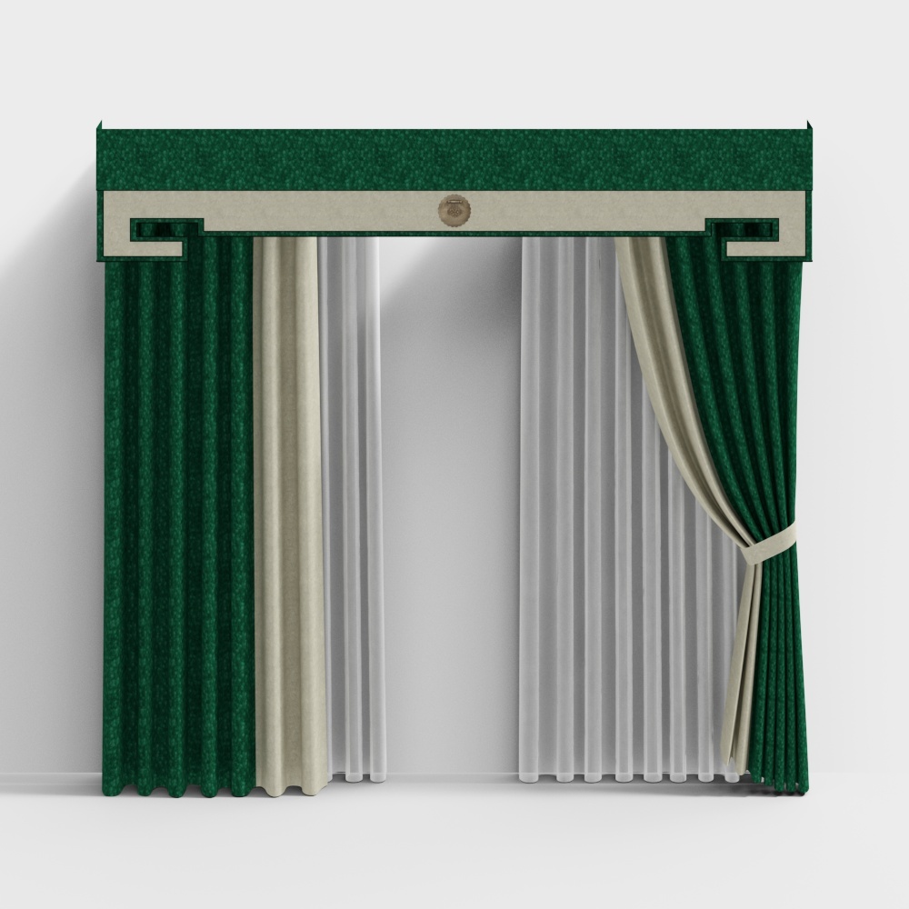 Grand Velvet Curtain 3D model