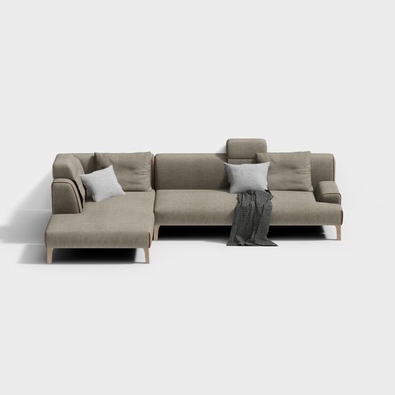 Elegant L-Shape Sofa 3D model for Contemporary Homes