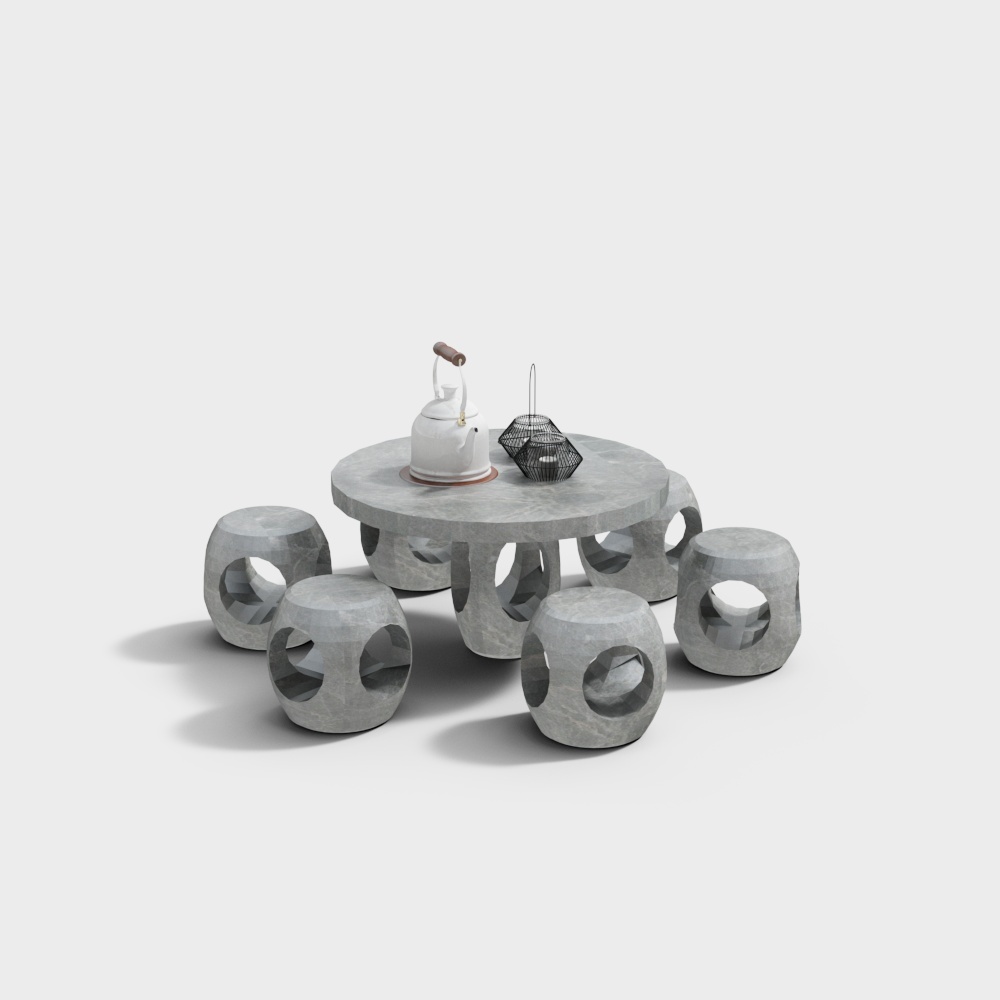 Tables et chaises d'exterieur Chinoises en Pierre