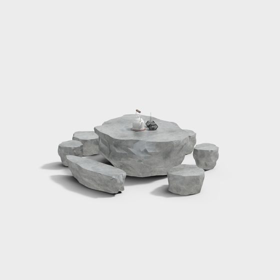 Rock Tea Table 3D model for Nature-inspired Designs