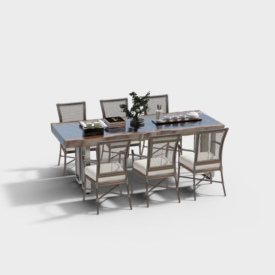 Urban Lounge Dining Table Set 3D model