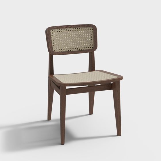 Stuhl mit Rattanholz-Gitterrücken