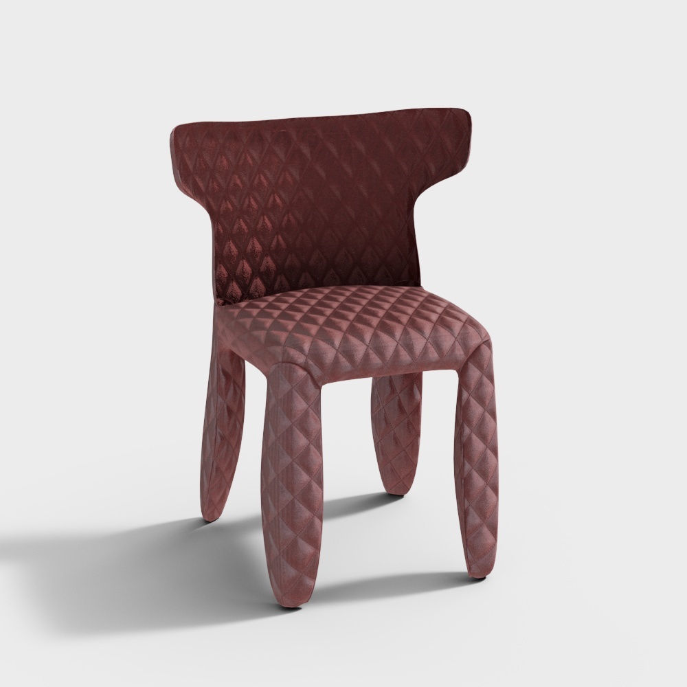 Quilted Future Chair 3D Model – Burgundy Quilt Design