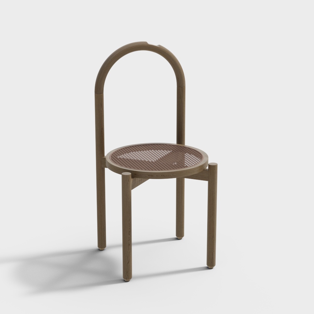 Urban Stroll Chair 3D Model – Wooden Frame & Mesh Cushion