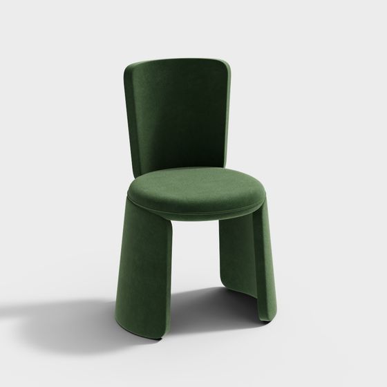 Forest Green Velvet Chair 3D model