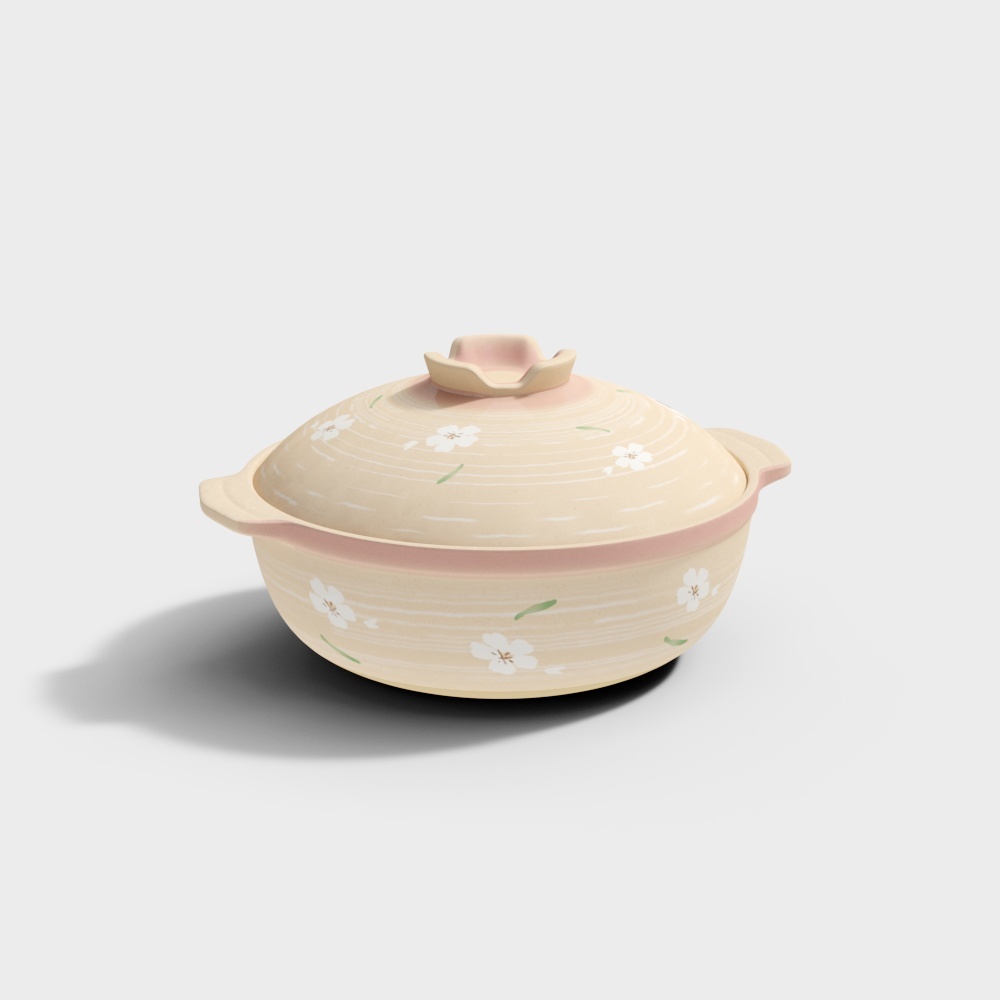 Warm Floral Slow Cooker 3D Model – Low-Poly Kitchen Appliance