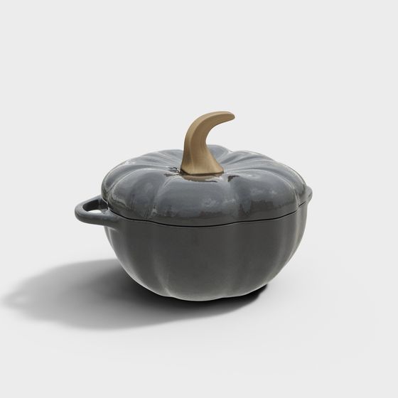 Stylish Pumpkin Stew Pot 3D model for Autumn Decor