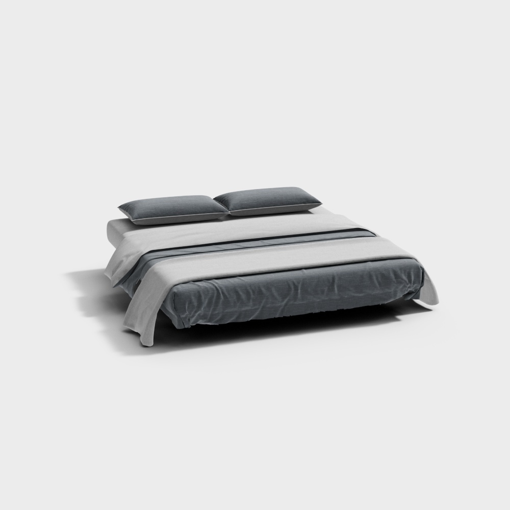 Stylish Low-Polygon Bed 3D model for Modern Interiors