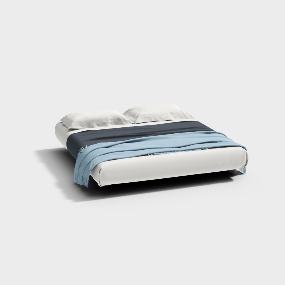 Modern Minimalist Bed 3D Model – Low Poly Design