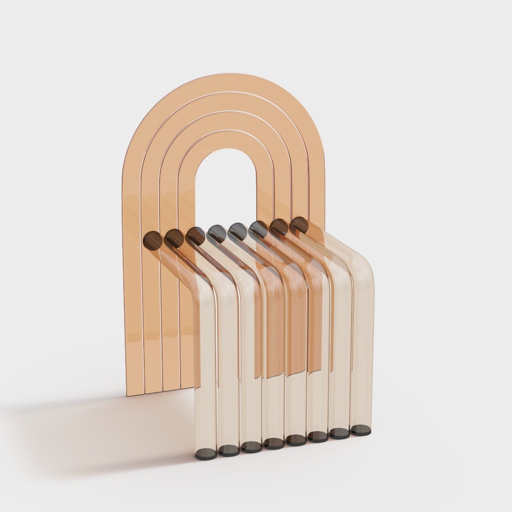 Curved Glass Chair 3D Model – Modern Transparent Design