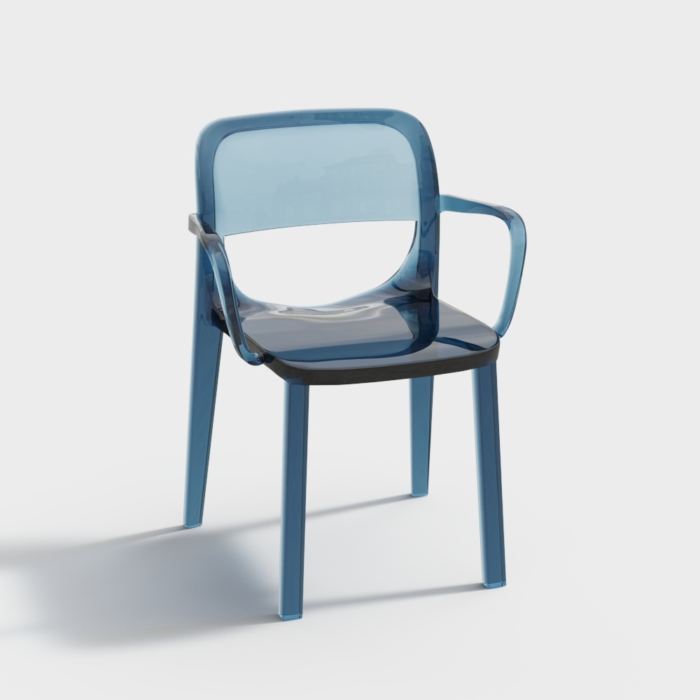Transparent Blue Chair 3D Model – Semi-Transparent Design