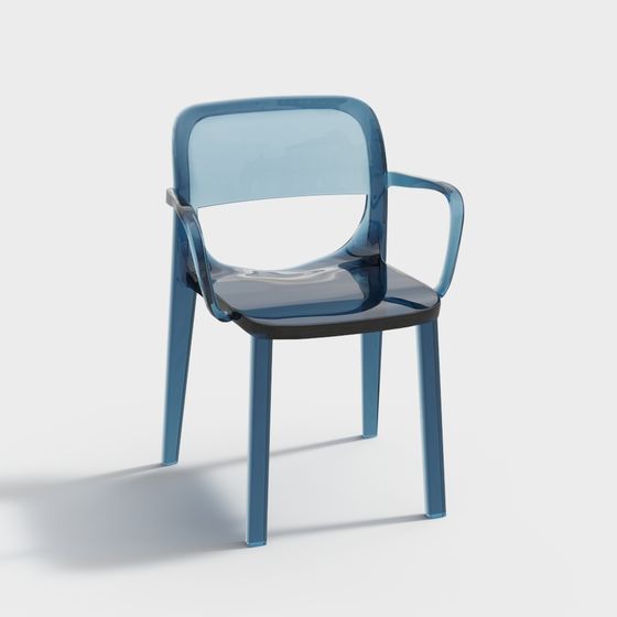 Transparent Blue Chair 3D model
