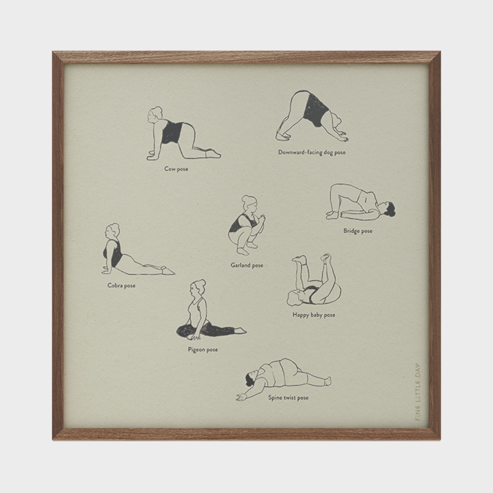 敘述者 精緻小日子 體育趣味裝飾畫 瑞典進口海報 足球 游泳 滑雪 瑜伽 - 木材/柚木 實木壁掛 FLD 畫作 瑜伽 40x40