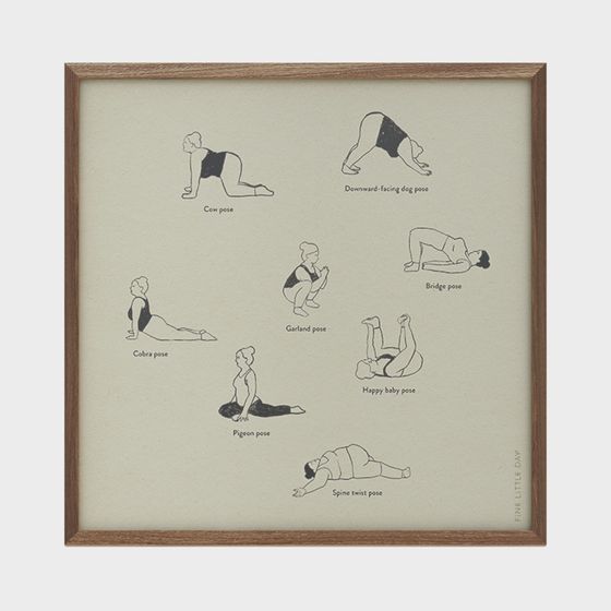 敘述者 精緻小日子 體育趣味裝飾畫 瑞典進口海報 足球 游泳 滑雪 瑜伽 - 木材/柚木 實木壁掛 FLD 畫作 瑜伽 40x40