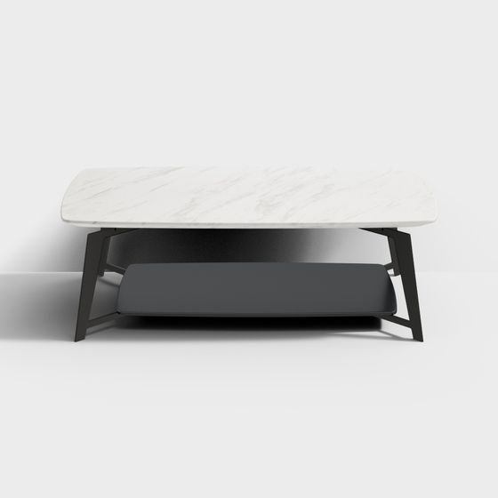 Urban Living Room Coffee Table 3D Model – Marble & Metal