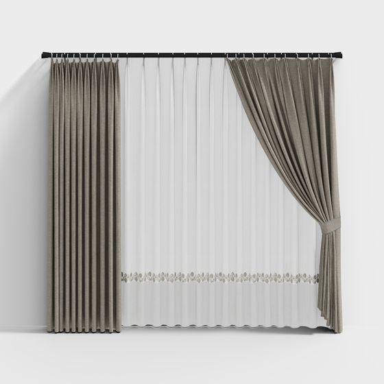 Stylish Low Polygon Curtain 3D Model for Modern Interiors
