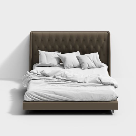 Elegant Low-Poly 3D Bed Model