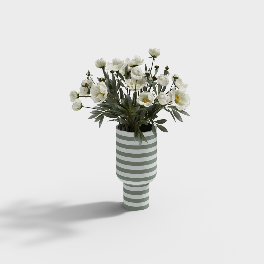 Conjunto de jarrones de cerámica con escultura a rayas de la serie VARIA de AYTM danés - gris-verde-Sen verde