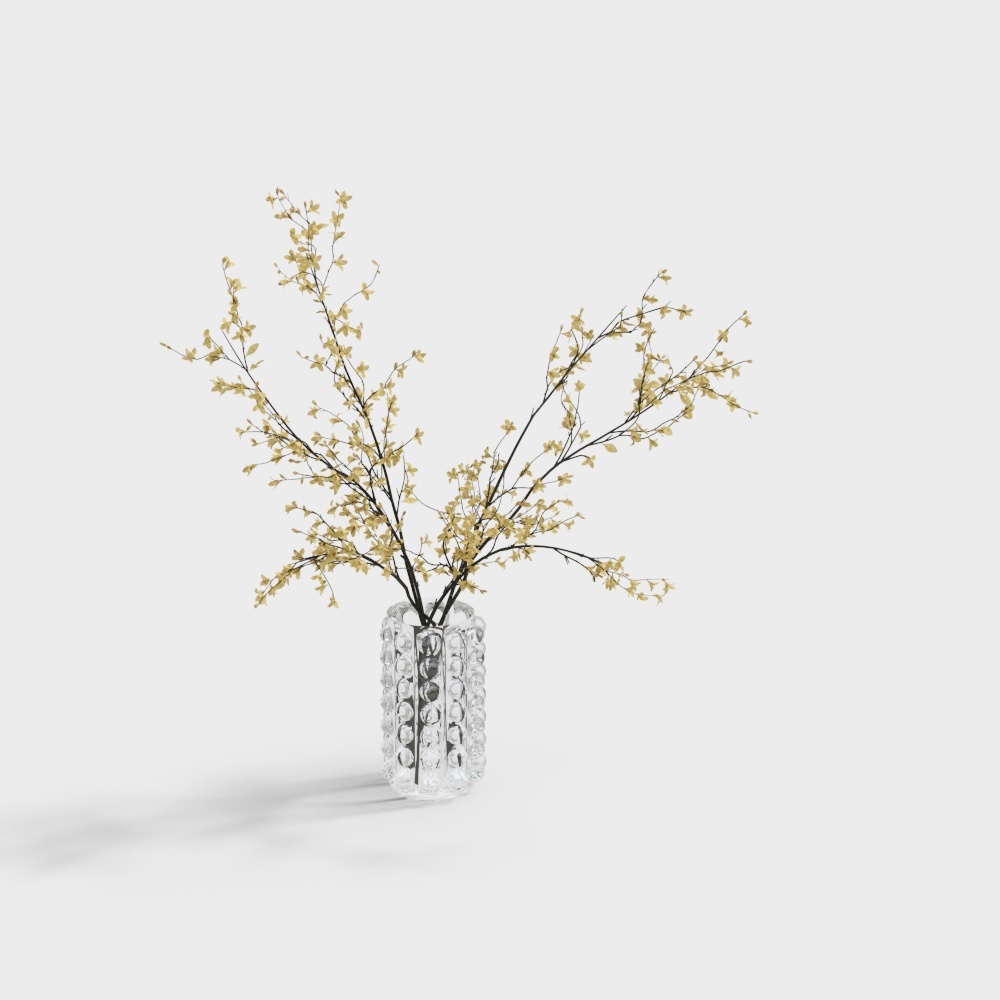 Hi lovely Lovely Creative Home Nordic INS Style Glass Bubble Embossed Glass Vase Vase Model Room - Transparent High