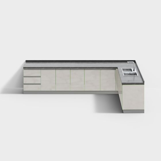 Stylish Kitchen 3D model for Modern Spaces