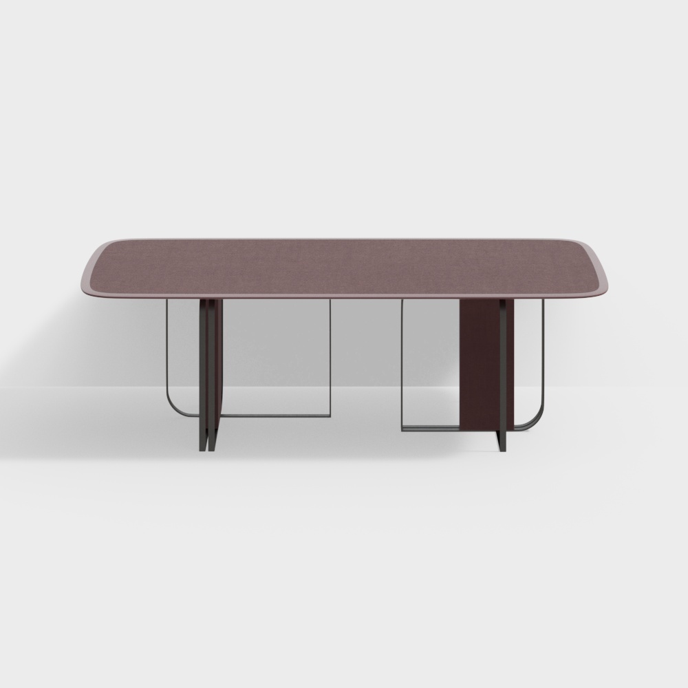 Modern Dining Table - Light Red Square Marble Table