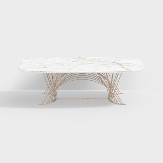 Streamlined Marble Dining Table 3D model