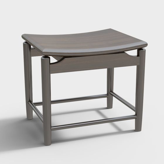 Curved Wood Side Table 3D model with Modern Aesthetics