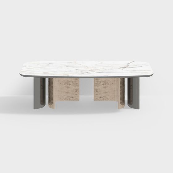 Elegant Minimalist Marble Coffee Table 3D Model – White Marble Design
