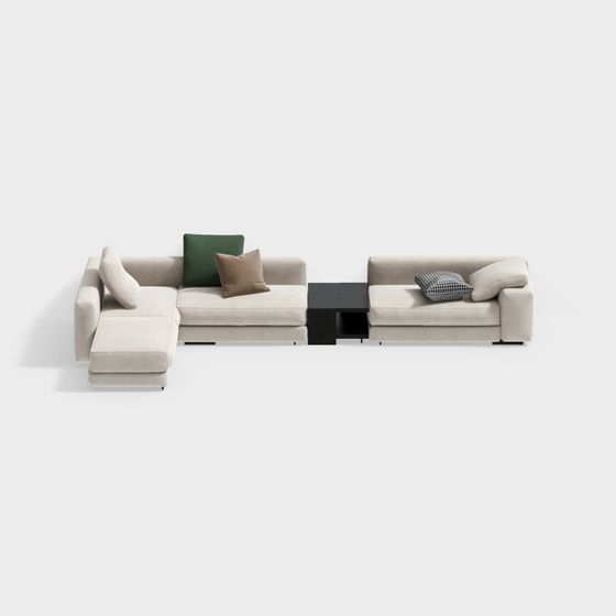 Elegant Low-Polygon Sofa 3D model for Modern Design