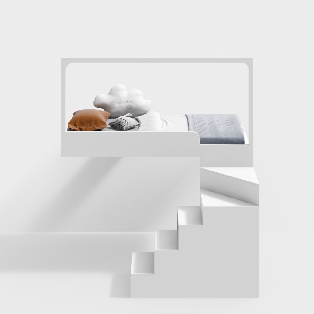 Frugal children's loft bed - blue lace-up space cabinet