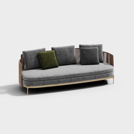 Elegant Low-Poly Sofa 3D model for Modern Interiors